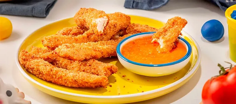 Fingers de pollo con salsa