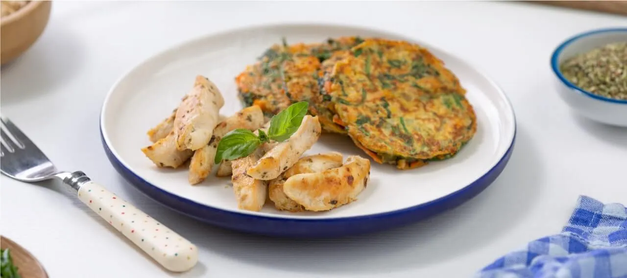 Tiritas de Pollo con Mini Tortillas de Acelga