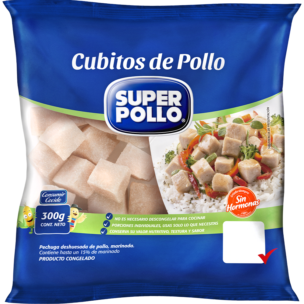 Cubitos de pollo congelados