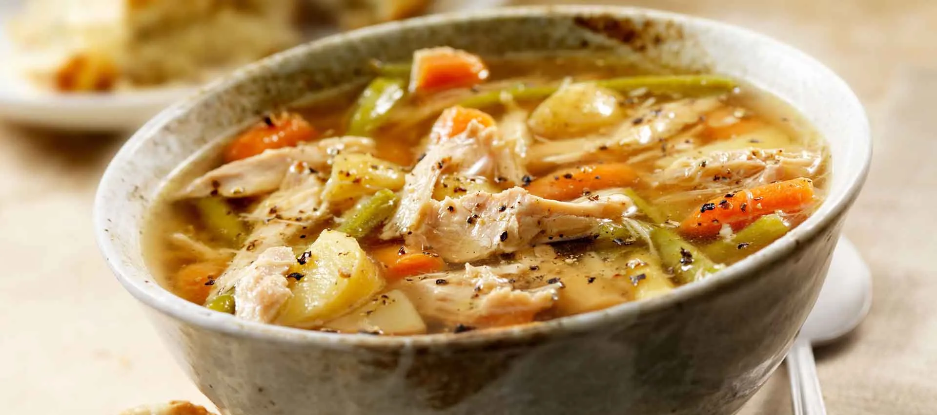Sopa de pollo con verduras