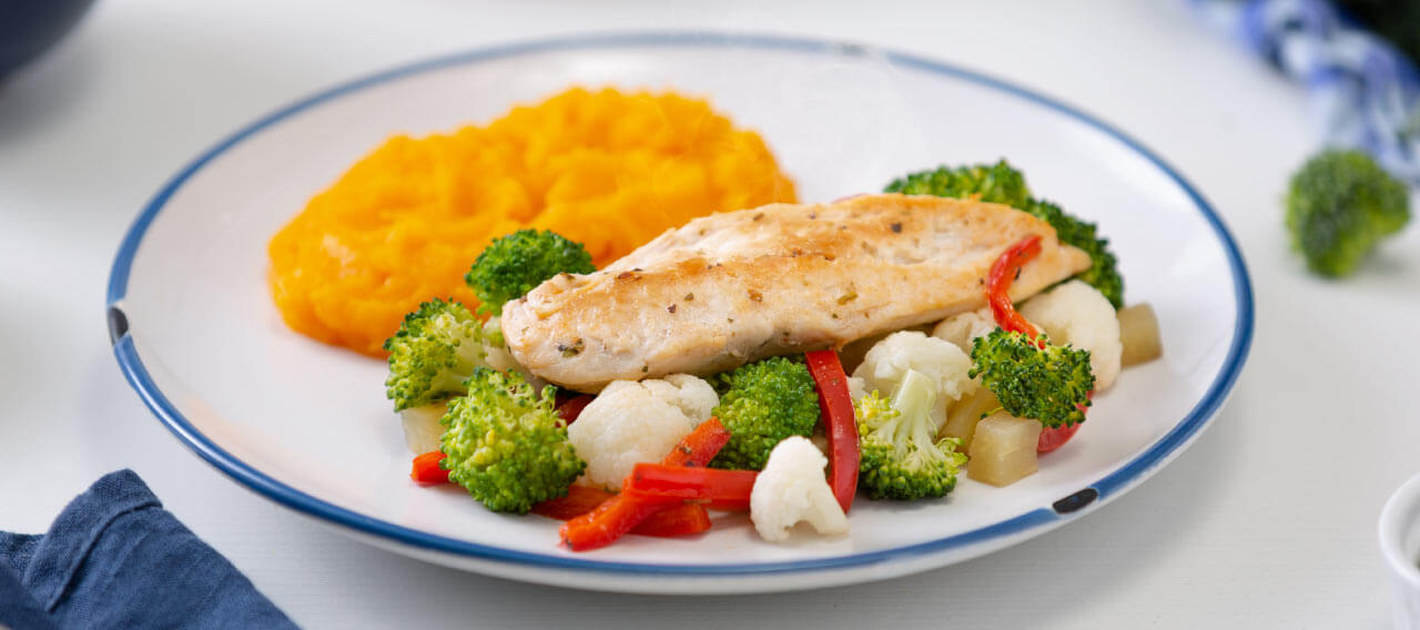 Receta de Filetitos de pollo con puré de zapallo Super Pollo