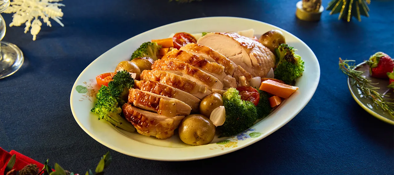 Pechuga Navideña Asada con Verduras